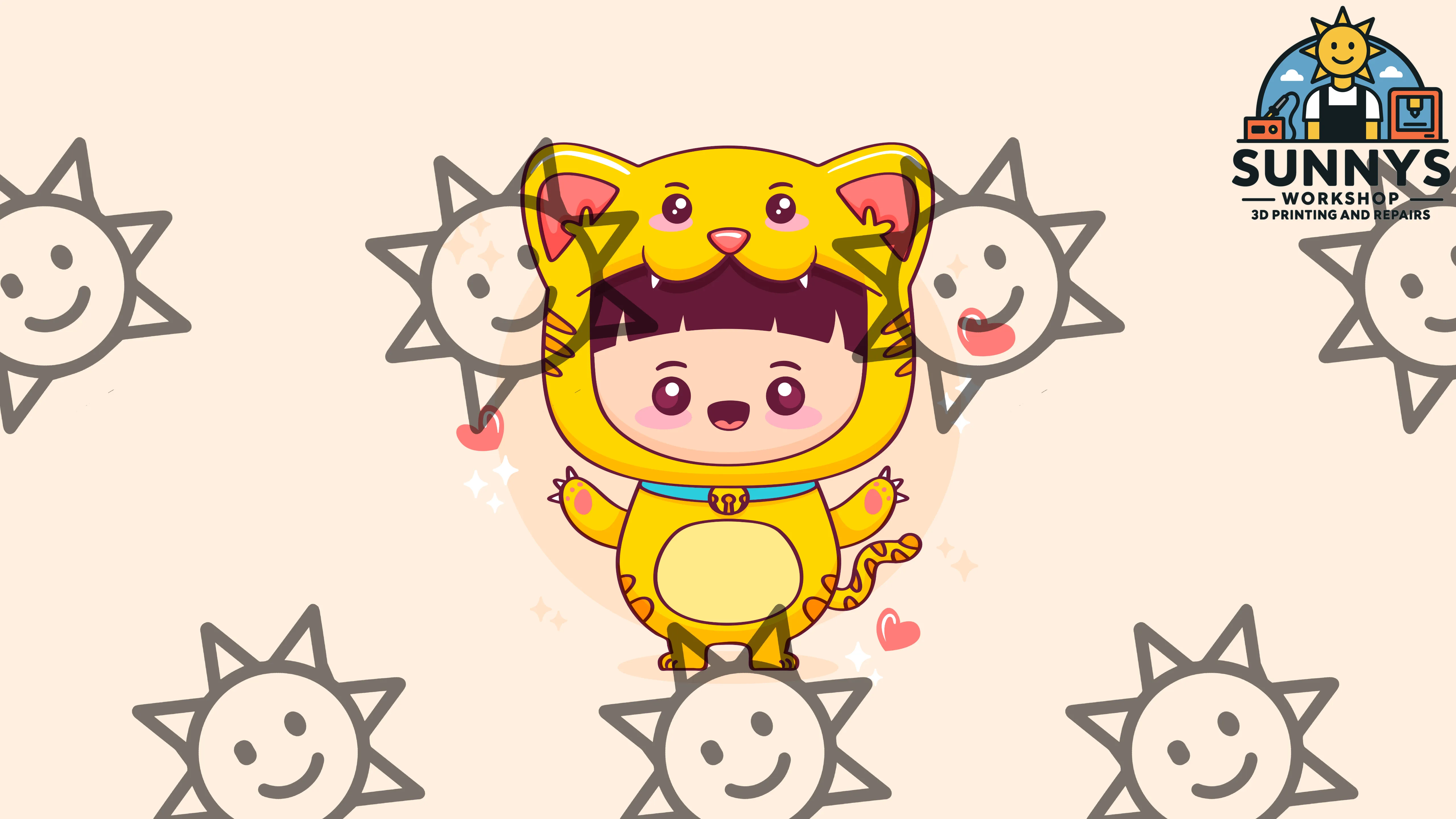 Cute Child in Tiger Costume