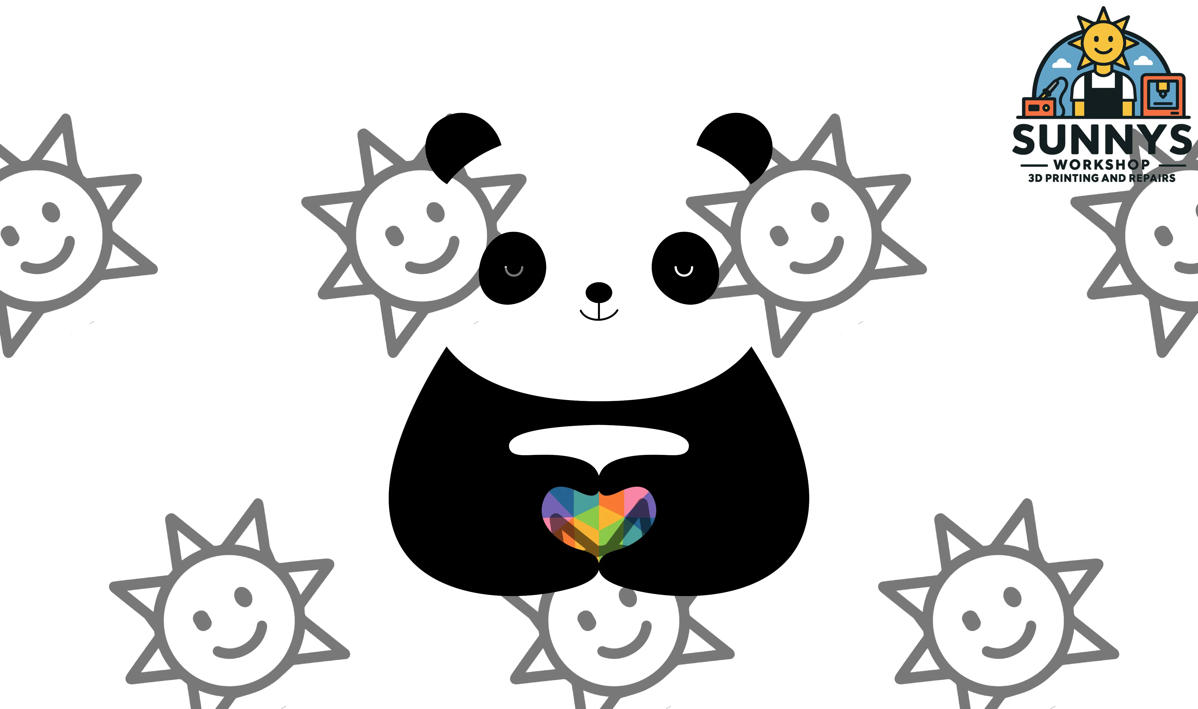 Cute Panda With Rainbow Heart