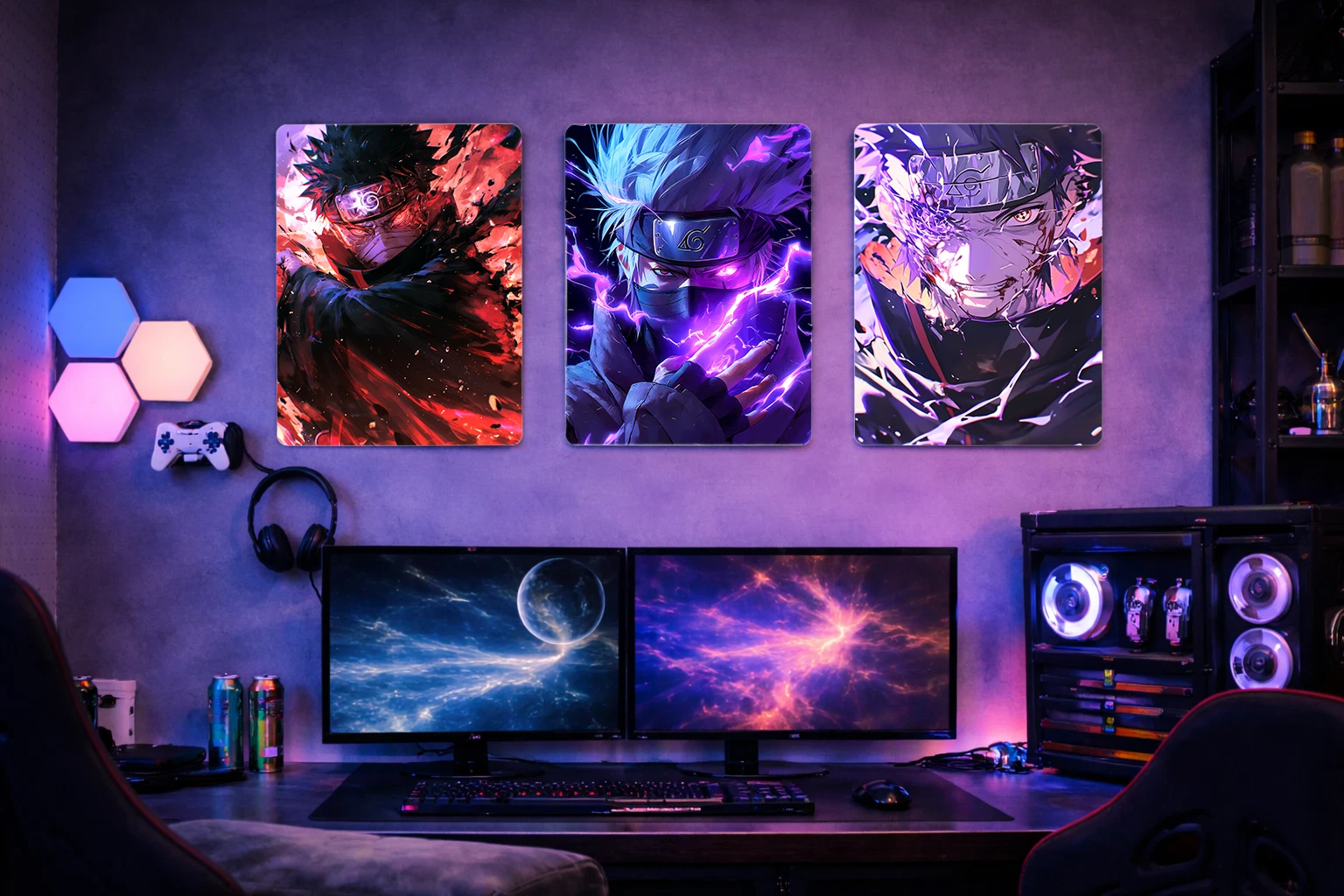 Kakashi Hatake Aluminium Poster – Naruto Anime Metal Wall Art