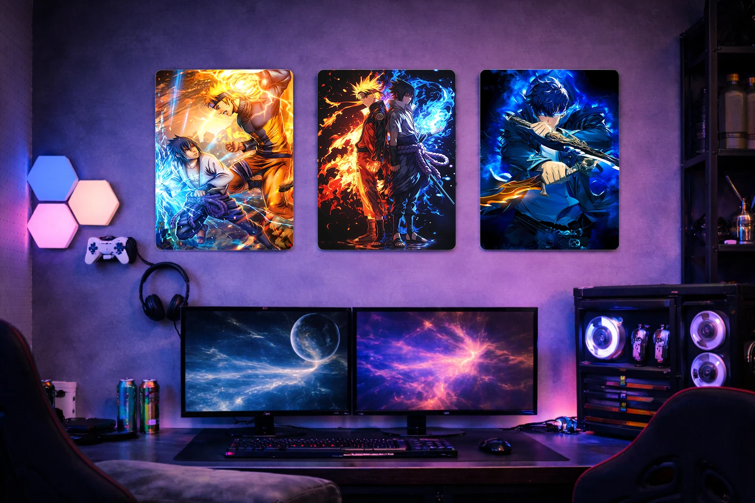 Naruto & Sasuke Aluminium Poster – Naruto Anime Metal Wall Art