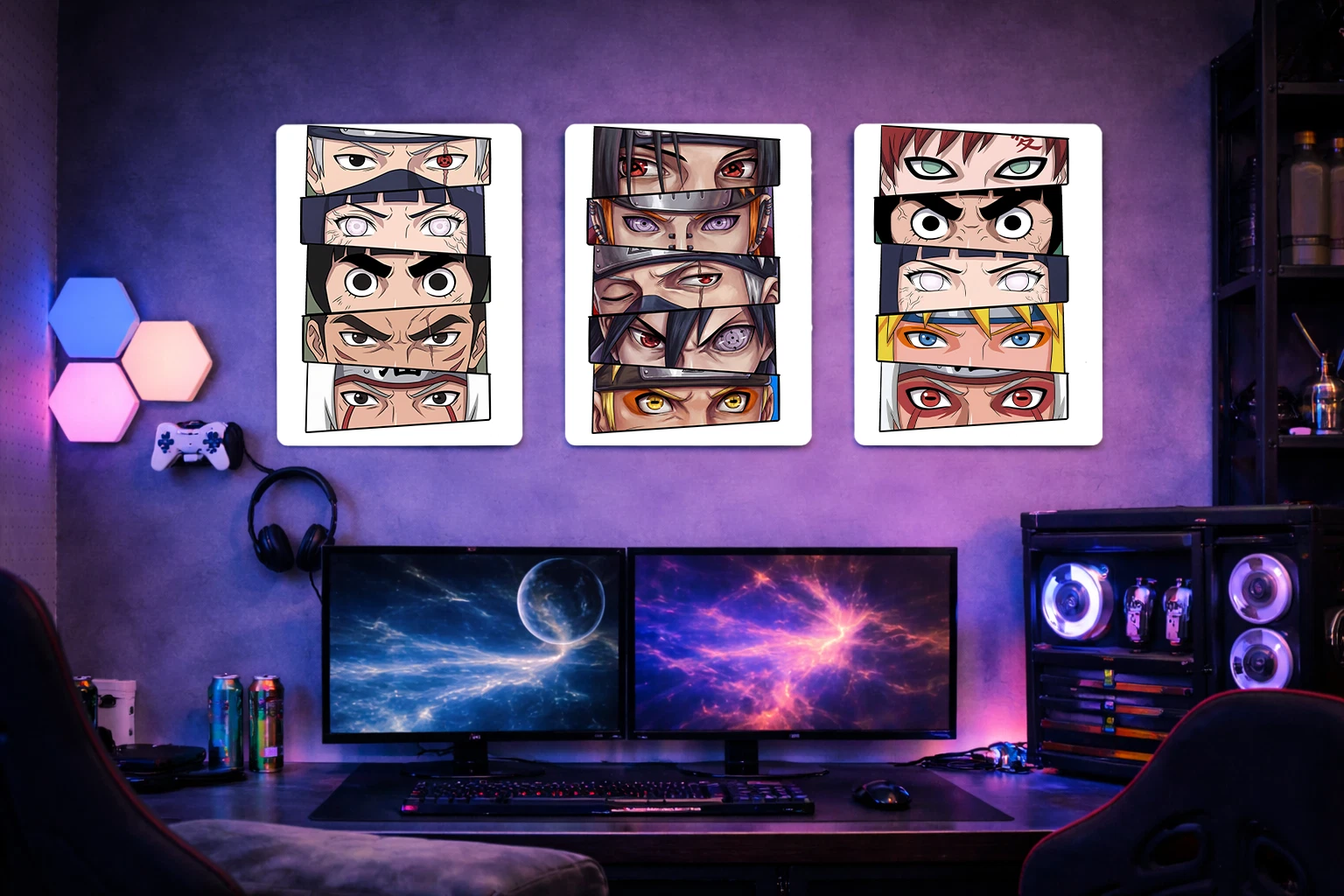 Naruto Villains Eyes Aluminium Poster – Anime Metal Wall Art